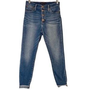 J Crew Blue Jeans, Button Fly, Skinny, Raw Edge